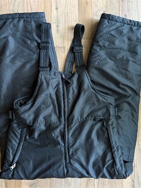 Arctic Quest Kids Black Insulated Snow Bib Pants w/ Adjustable Straps, Sz 10-12